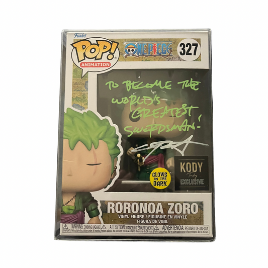 One Piece Roronoa Zoro Kody Trading Glow In The Dark Exclusive Signed Autograph Funko Pop