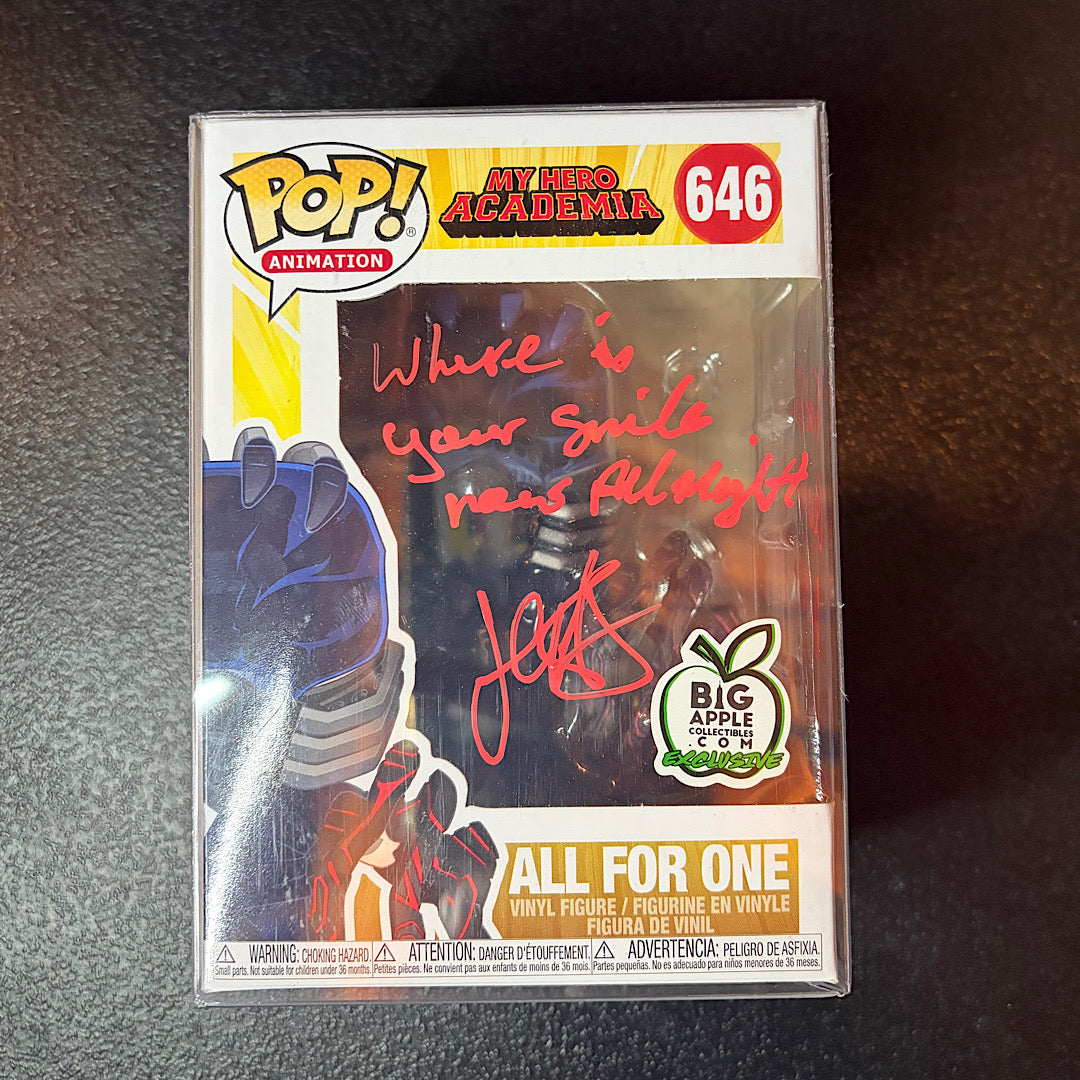 My Hero Academia All For One Big Apple Collectibles Exclusive Signed Autographed Funko Pop