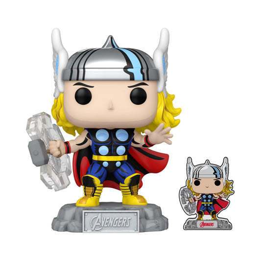 Funko Pop! & Pin: The Avengers: Earth's Mightiest Heroes - 60th Anniversary, Thor with Pin, Amazon Exclusive