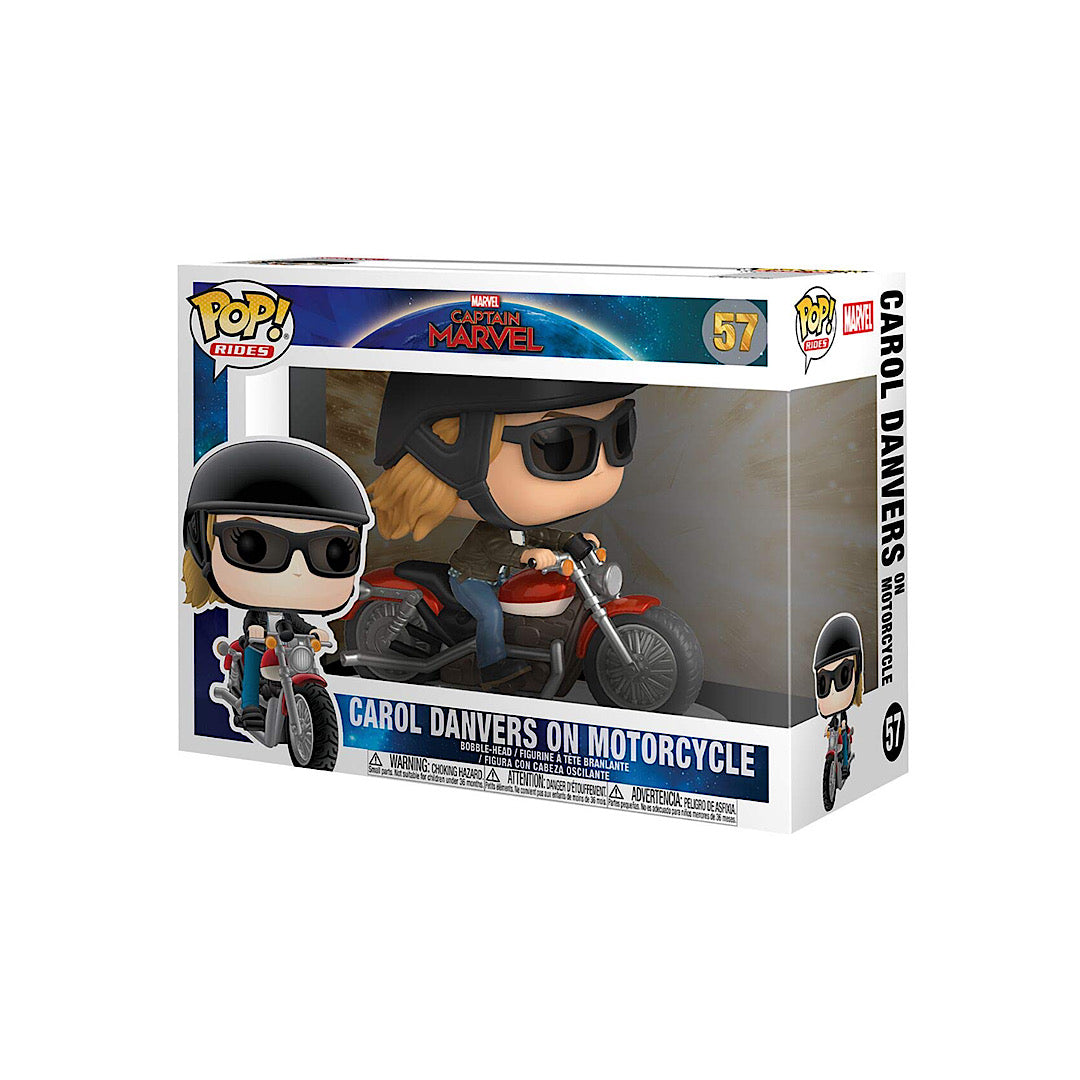 Funko POP! Ride Marvel: Captain Marvel - Carol Danvers on Motorcycle Toy, Standard, Multicolor